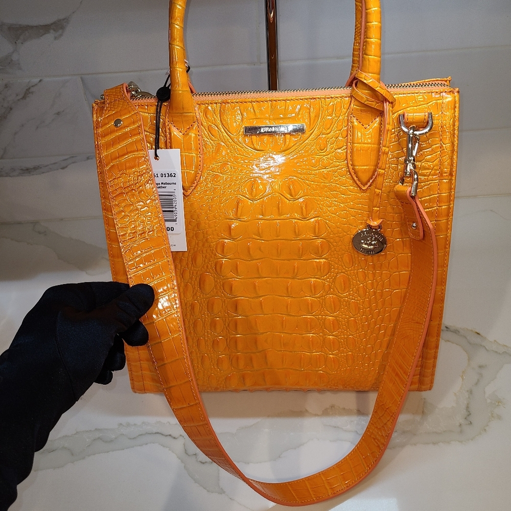 Brahmin Orange Croc-Embossed Tote - Picture 7 of 16